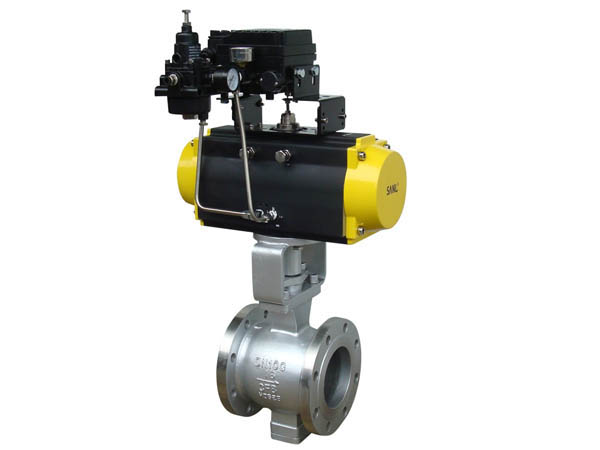 氣動對夾式、法蘭式V型球閥